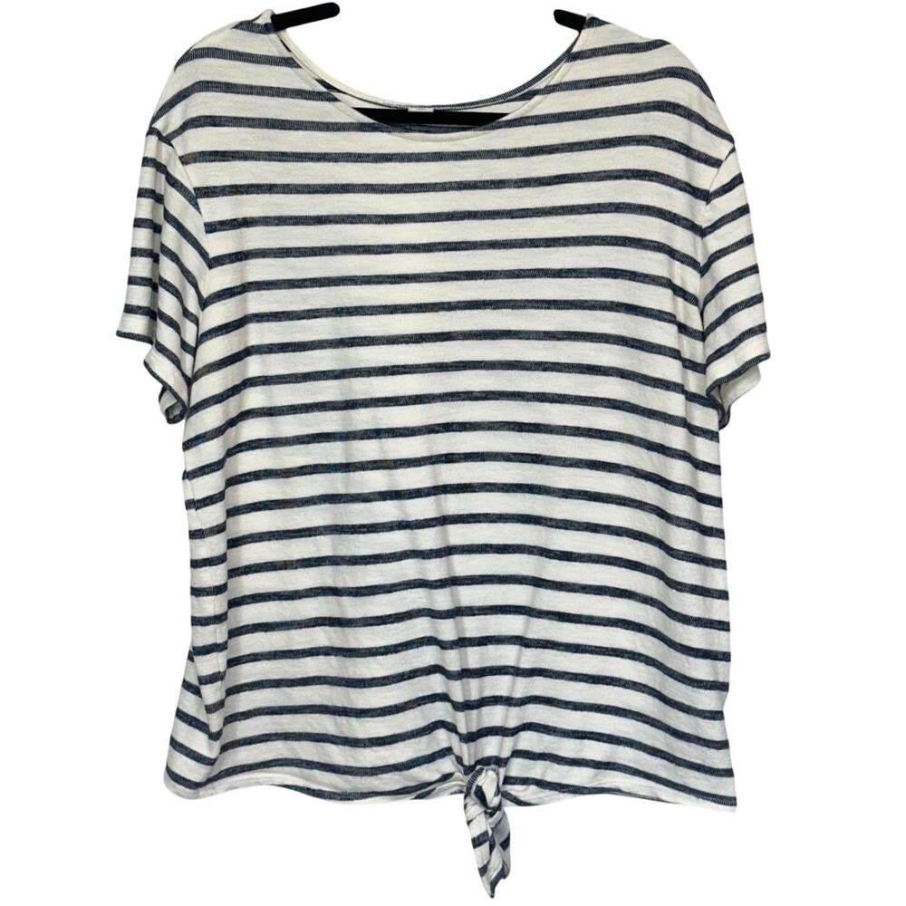 Old Navy Striped Tie Front Soft Cotton T-Shirt XL Beach Coastal Nautical Style